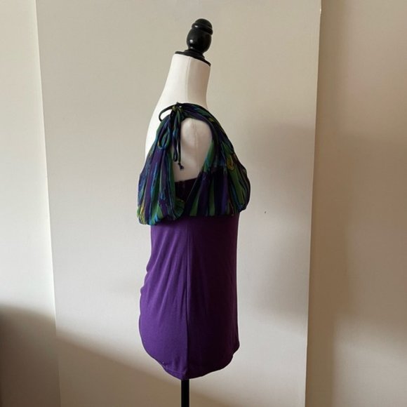 Vintage Purple effect top with tie shoulders detail Charlotte Russe - Picture 3 of 8